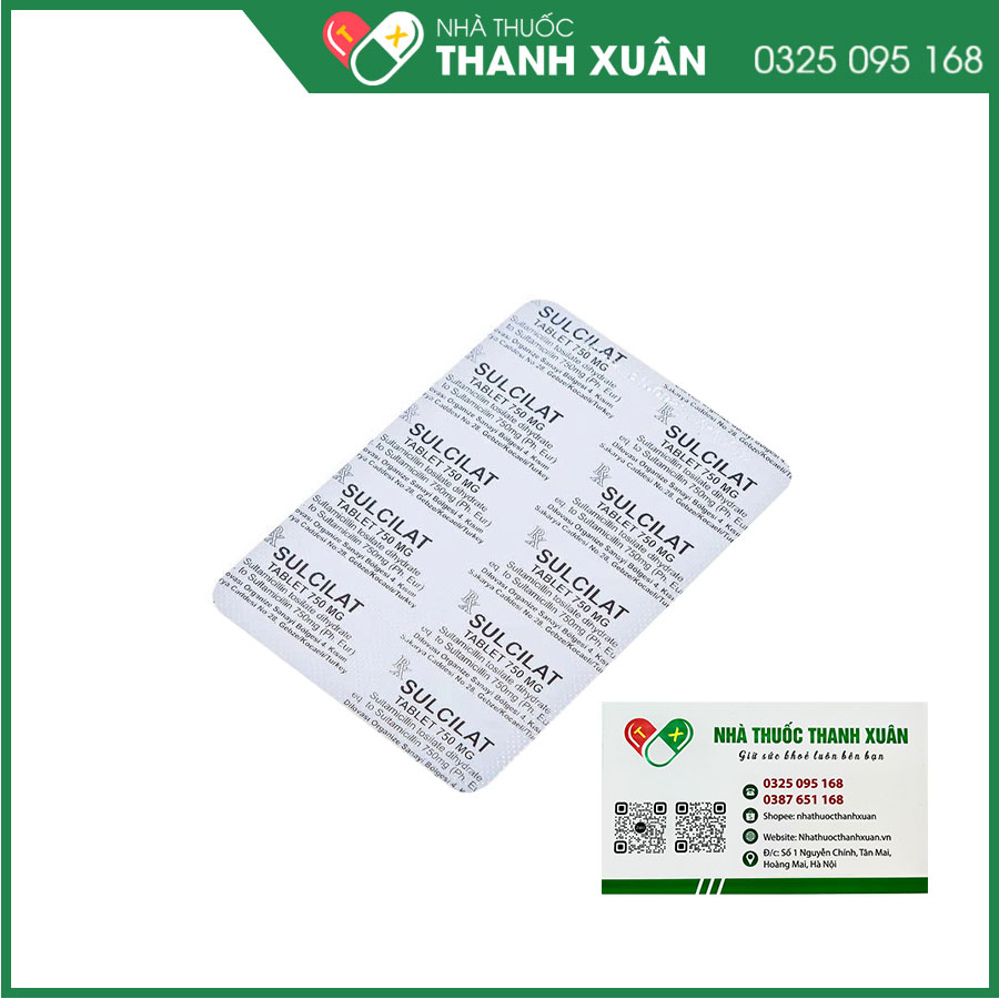 Sulcilat Tablet 750mg điều trị nhiễm khuẩn hô hấp, phụ khoa, nhiễm khuẩn da và mô, nhiễm khuẩn trong ổ bụng